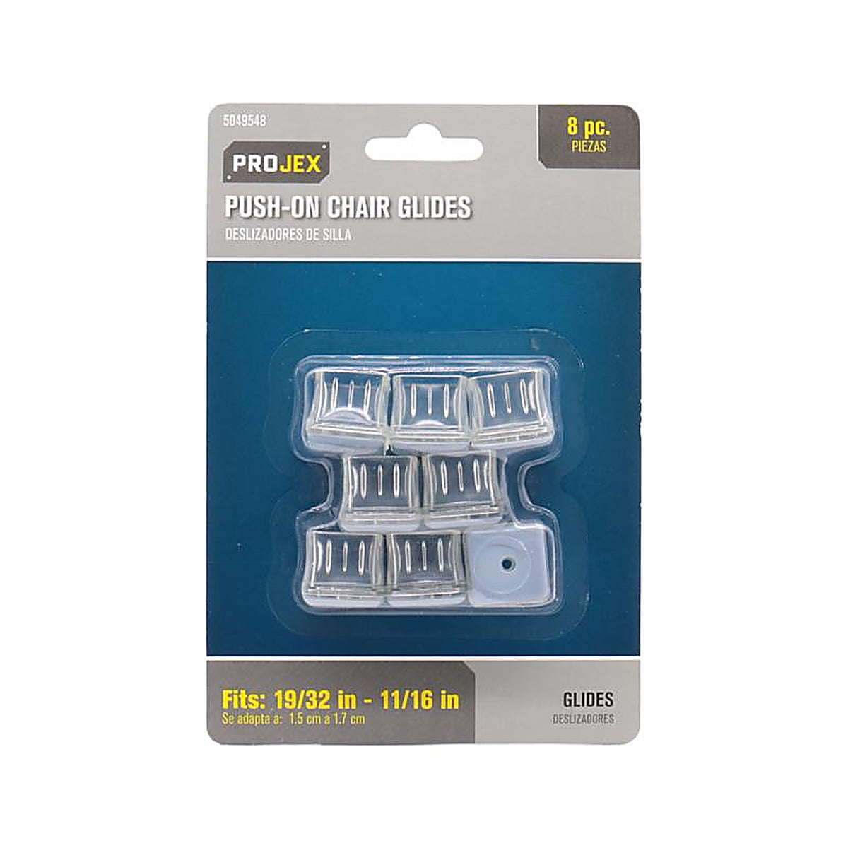 Projex - HPT-S1518-P - Gray 1 In. Push-On Polymer Chair Glide 8 Pack