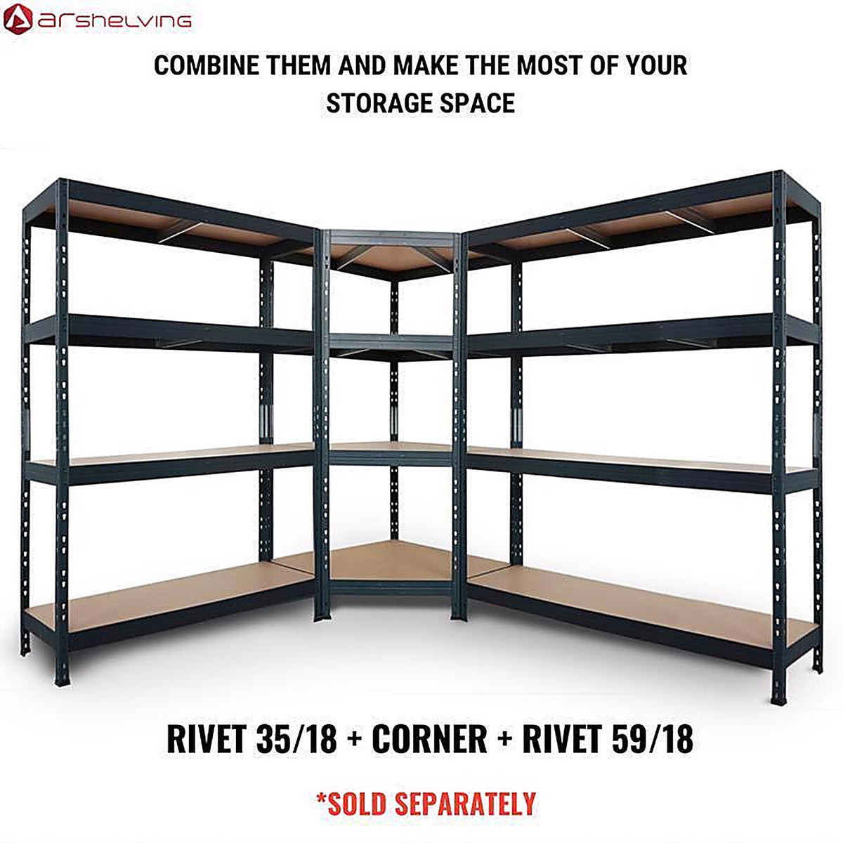 AR Shelving - 8586002703146 - Garage Series 71 In. H X 35.7 In. W X 18 In. D Metal Shelving Unit