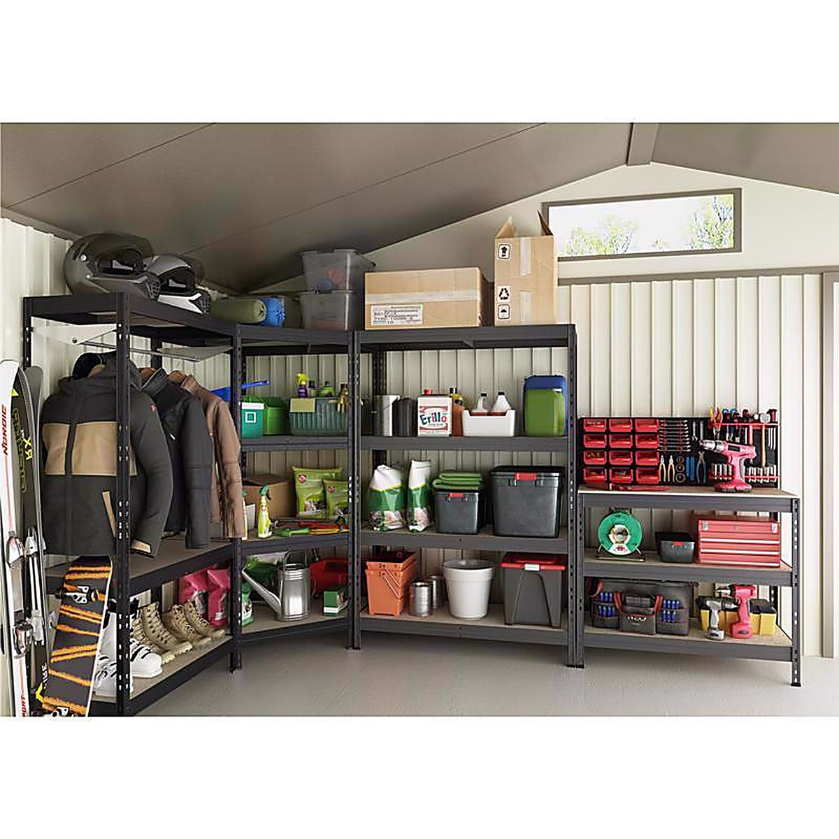 AR Shelving - 8586002701197 - Garage Corner 71 In. H X 35 In. W X 18 In. D Metal Shelving Unit