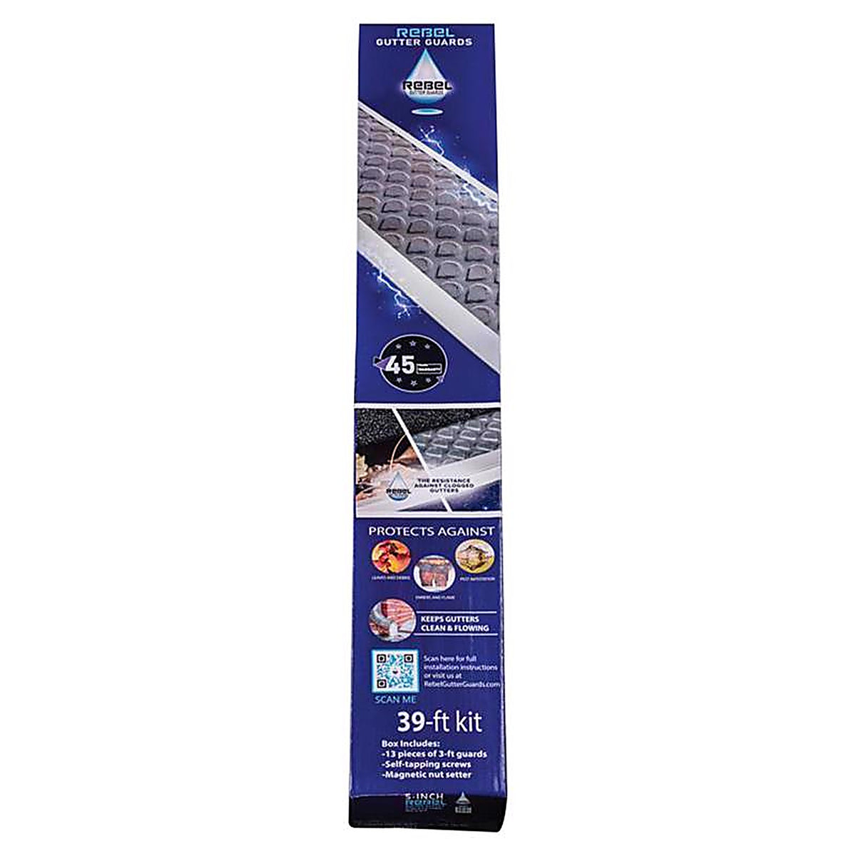 Rebel Gutter Guards - 657039619965 - 5 In. W X 39 Ft. L Gray Aluminum Gutter Guard 13 Pack