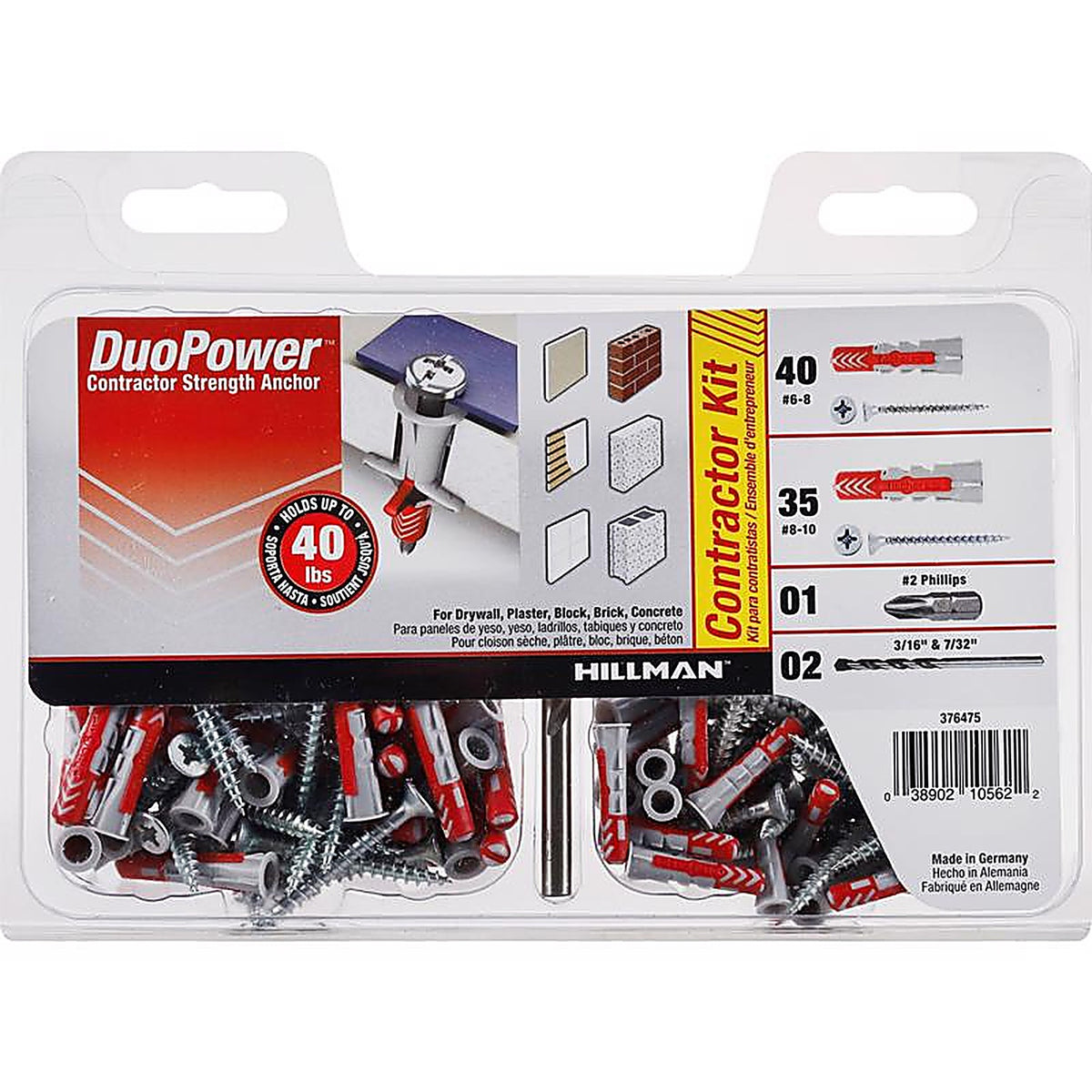Hillman - 376475 - Assorted In. D X Assorted In. L Nylon Round Head Anchor Kit 78 Piece