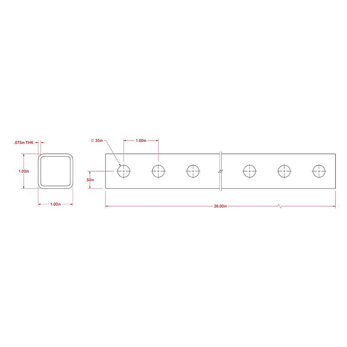 Steelworks - 11197 - 1 In. D X 3 Ft. L Tube 1 Pack