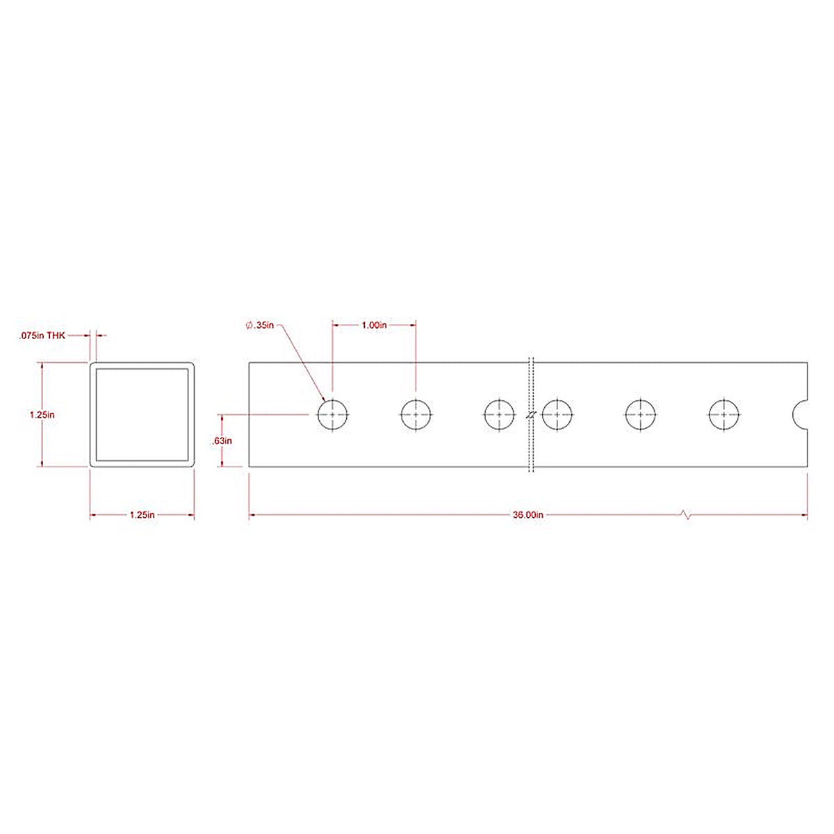 Steelworks - 11200 - 1-1/4 In. D X 3 Ft. L Tube 1 Pack