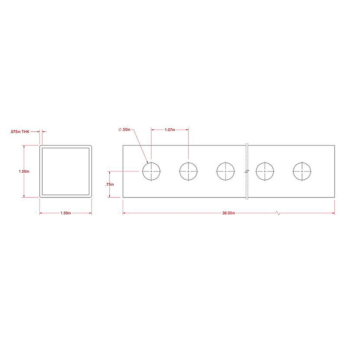Steelworks - 11203 - 1-1/2 In. D X 3 Ft. L Tube 1 Pack
