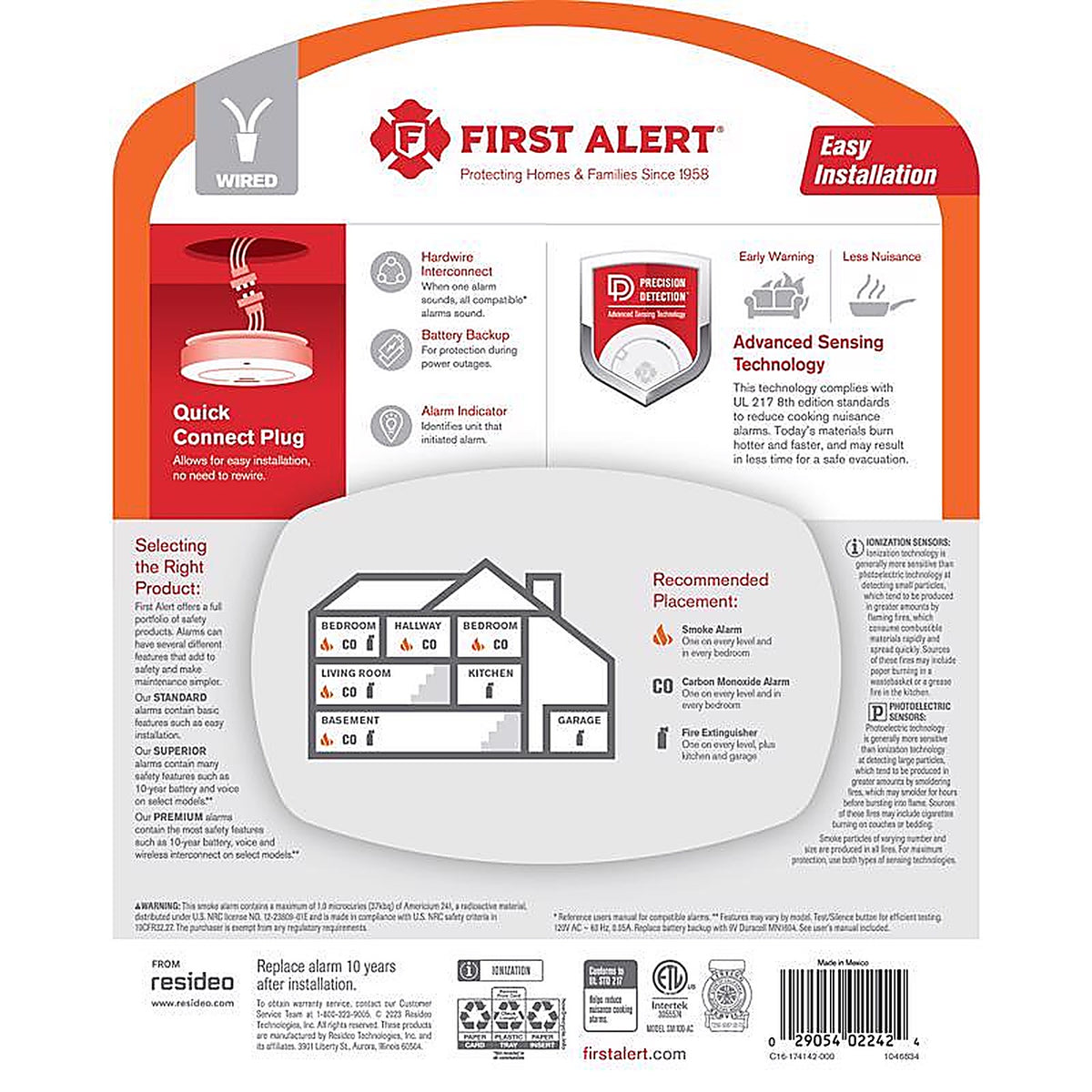 First Alert - 1046834 - Hard-Wired w/Battery Back-Up Ionization Smoke Detector 1 Pack
