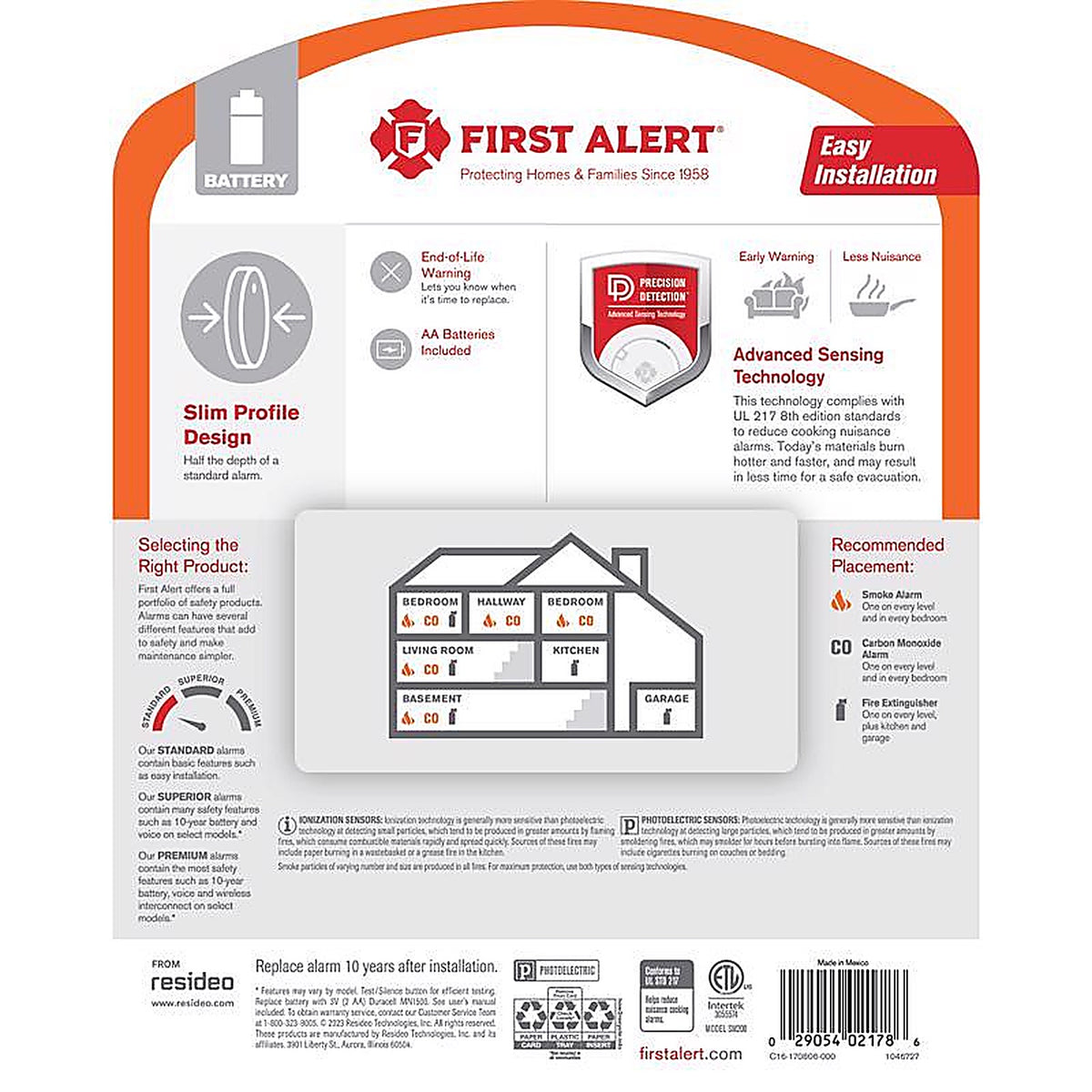 First Alert - 1046727 - Slim Battery-Powered Photoelectric Smoke Detector 1 Pack