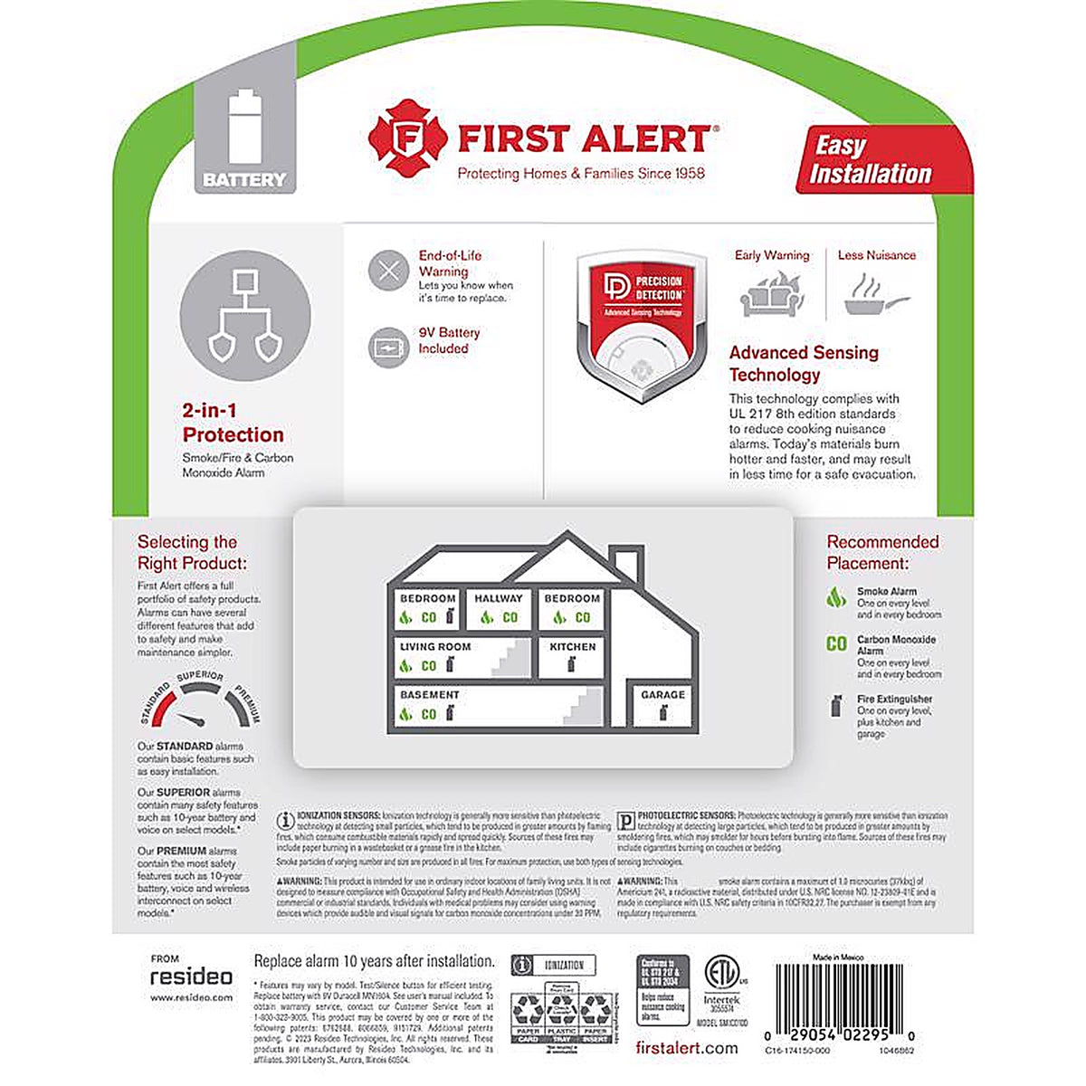 First Alert - 1046862 - Battery-Powered Ionization Smoke and Carbon Monoxide Detector 1 Each
