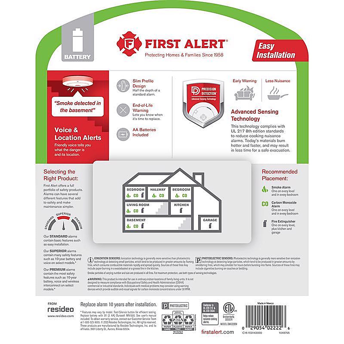 First Alert - 1046795 - Voice and Location Alerts Battery-Powered Electrochemical/Photoelectric Smoke and Carbon