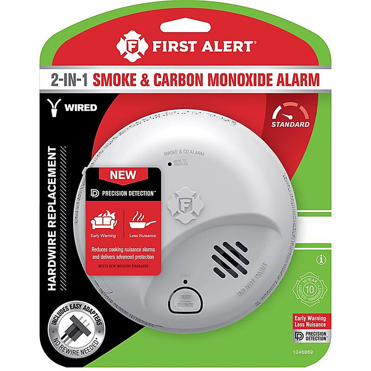 First Alert - 1046869 - Hard-Wired w/Battery Back-Up Ionization Smoke and Carbon Monoxide Detector 1 Each