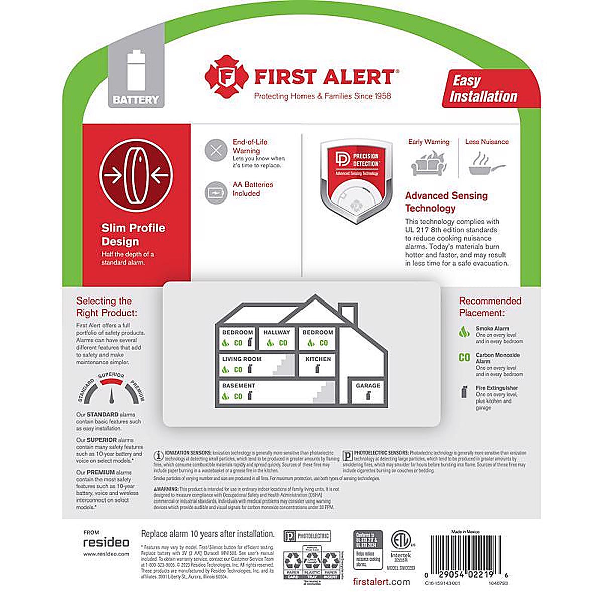 First Alert - 1046793 - Slim Battery-Powered Photoelectric Smoke and Carbon Monoxide Detector 1 Each