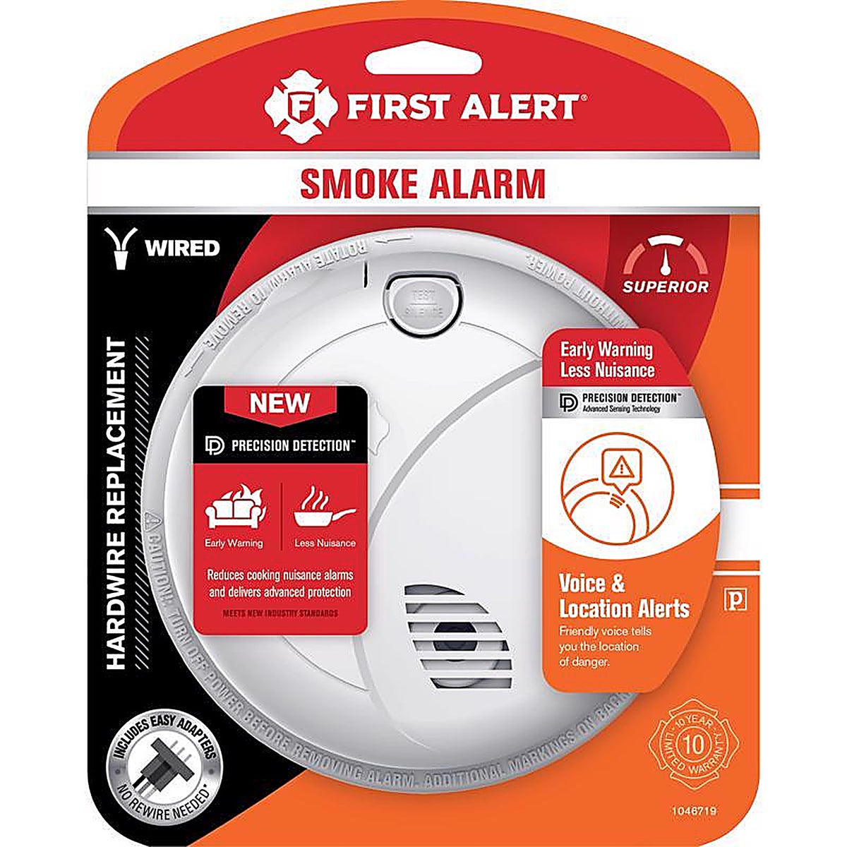 First Alert - 1046719 - Voice Alert Hard-Wired Photoelectric Smoke Detector 1 Pack