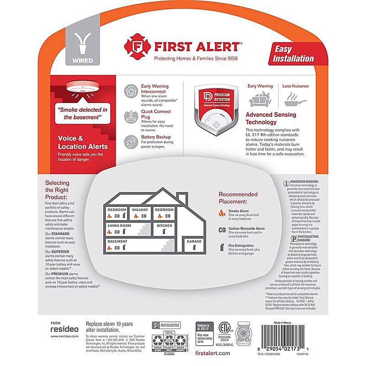First Alert - 1046719 - Voice Alert Hard-Wired Photoelectric Smoke Detector 1 Pack