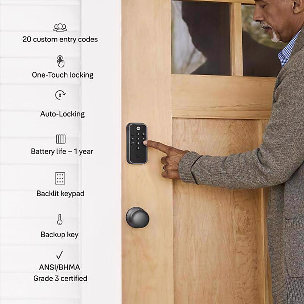 Yale - YED210-NR-BSP - Code Matte Black Metal Electronic Deadbolt
