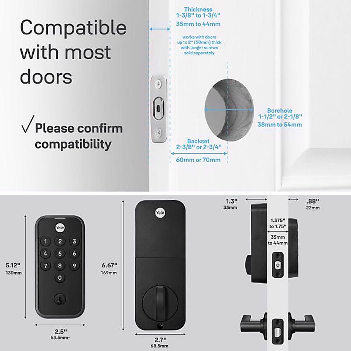 Yale - YED210-NR-BSP - Code Matte Black Metal Electronic Deadbolt