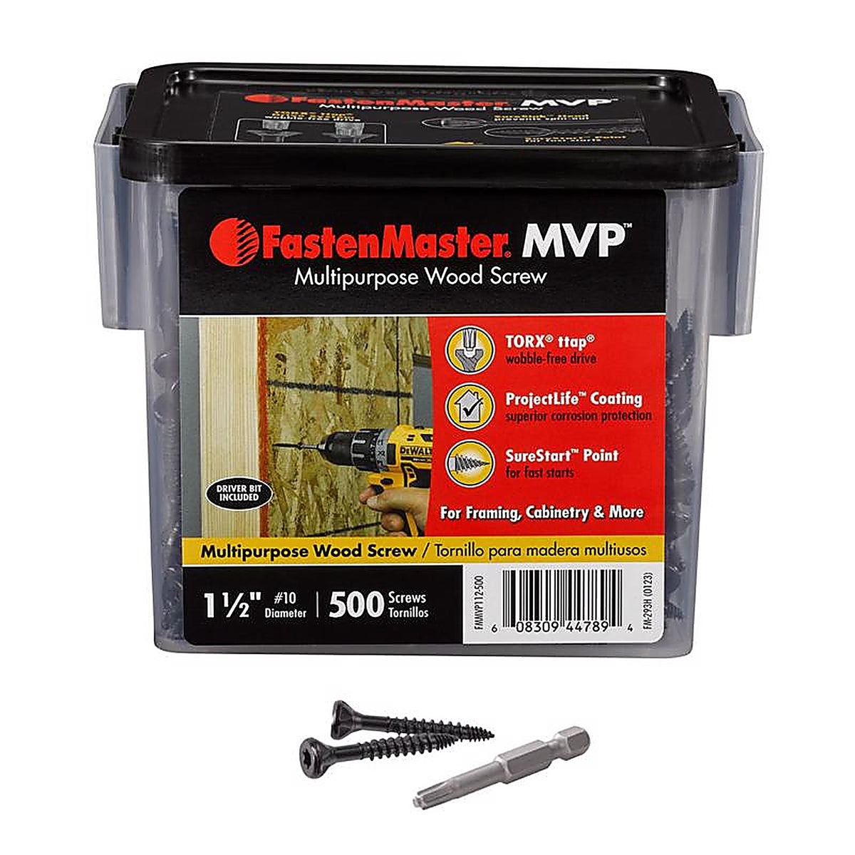 FastenMaster MVP - FMMVP112-500 - 1-1/2 In. L Torx Ttap Self-Tapping Wood Screws 500 Pack