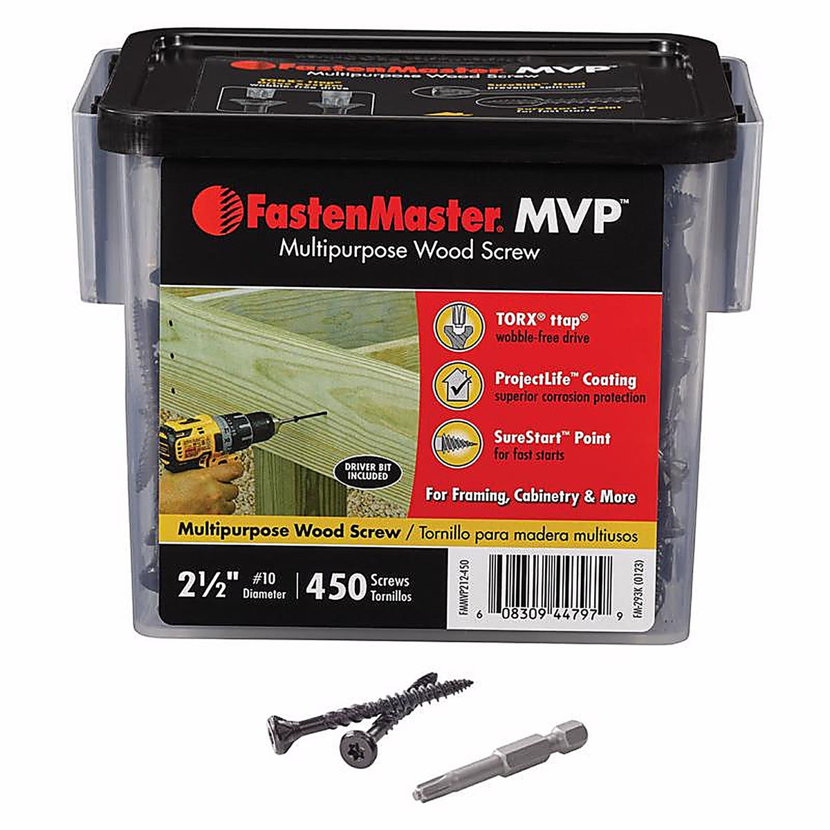 FastenMaster MVP - FMMVP212-450 - 2-1/2 In. L Torx Ttap Self-Tapping Wood Screws 450 Pack