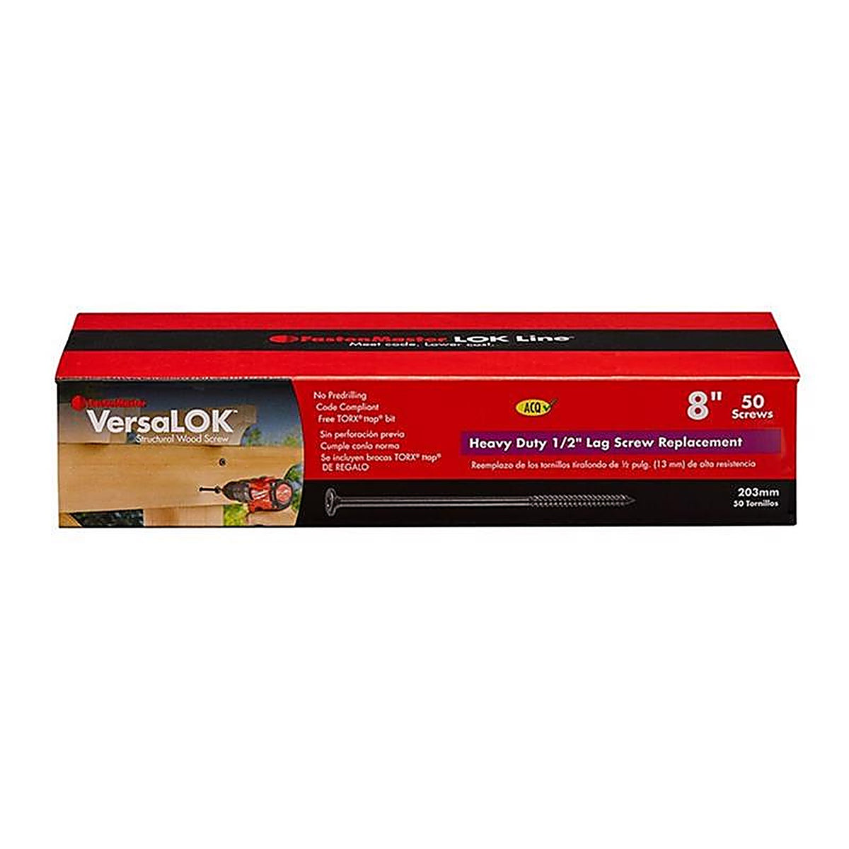 The Fasten Master Versalok - FMVLOK008-50 - Fastenmaster Versalok 8 In. L Torx Ttap Galvanized Coarse Structural Wood Screws 50 Pack