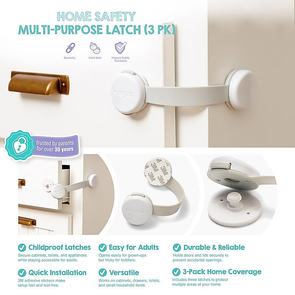 Regalo - 6137 W - Clear Plastic Multi-Use Latch 3 Pack