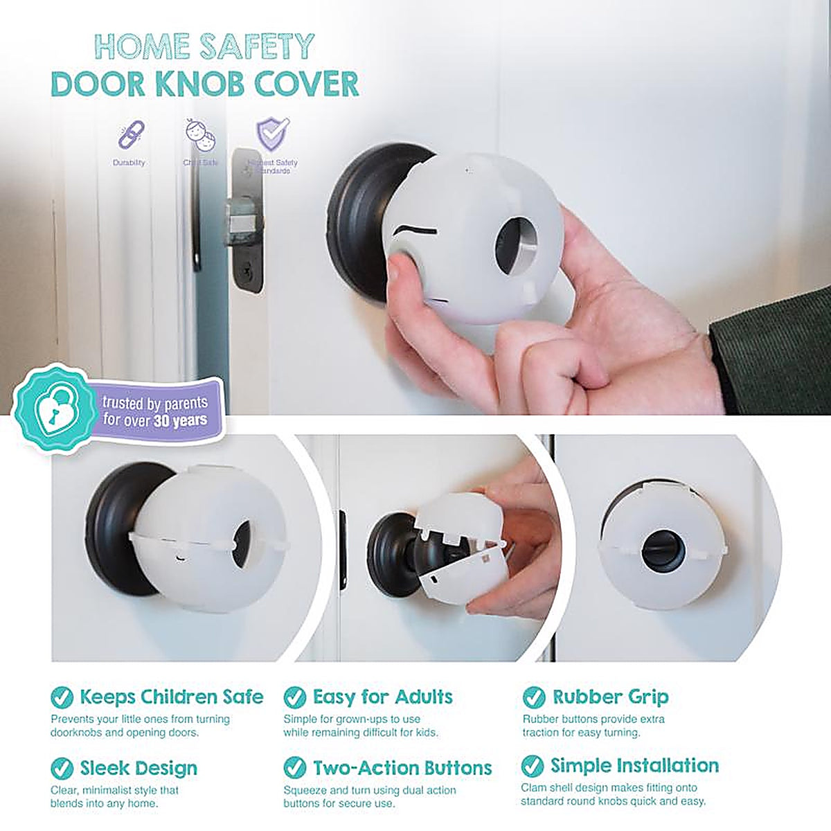 Regalo - 6110 CL - Clear Plastic Door Knob Covers 3 Pack
