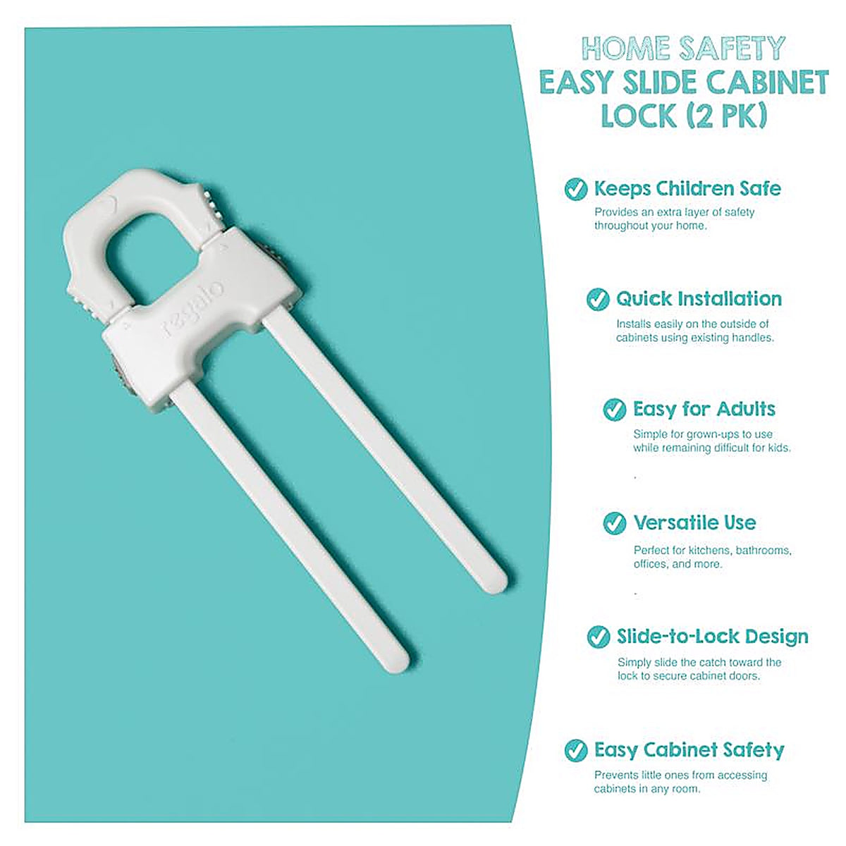 Regalo - 6131 W - White Plastic Cabinet Locks 2 Pack