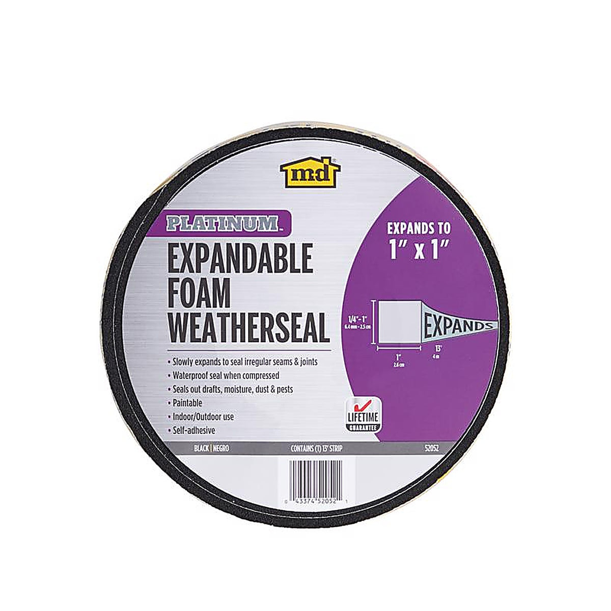 M-D - 03168 - Building Products Platinum Black Foam Weatherseal for Gaps and Openings 156 In. L X 1 In.