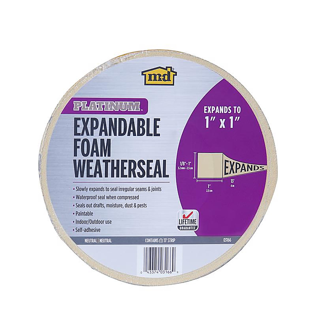 M-D - 03169 - Building Products Platinum Beige Foam Weatherseal for Gaps and Openings 156 In. L X 1 In.