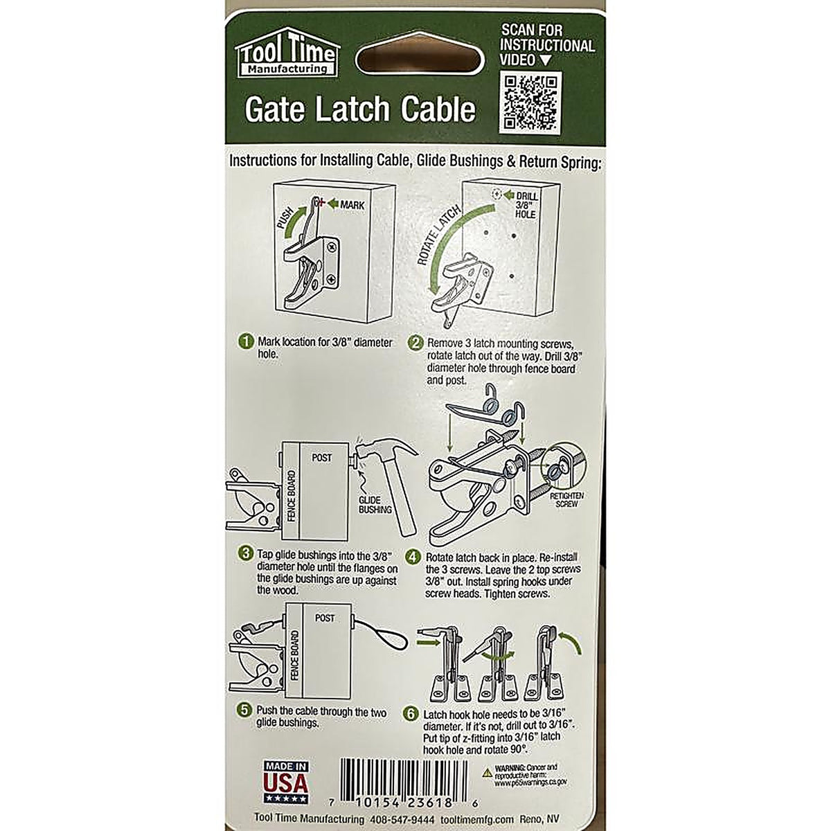 Tool Time - GLC001 - Manufacturing 0.5 In. H X 8 In. W X 4 In. L Stainless Steel Pull Gate Latch Cable
