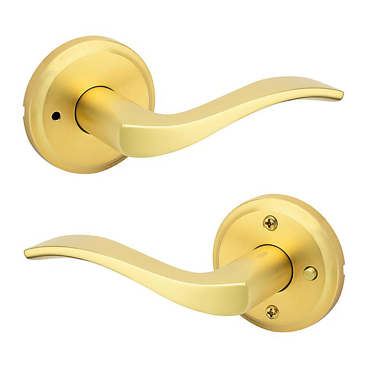 Kwikset - 97301-025 - Sedona Transitional Satin Brass Privacy Lever Right or Left Handed