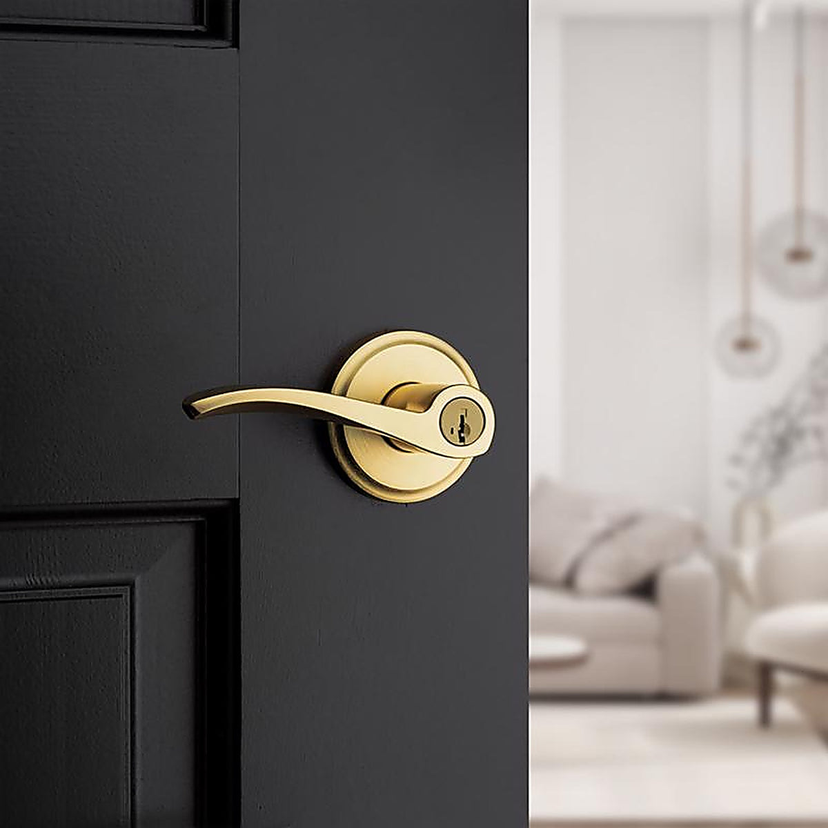 Kwikset - 97403-071 - Sedona Transitional Satin Brass Entry Lever Kw1 1-3/4 In.