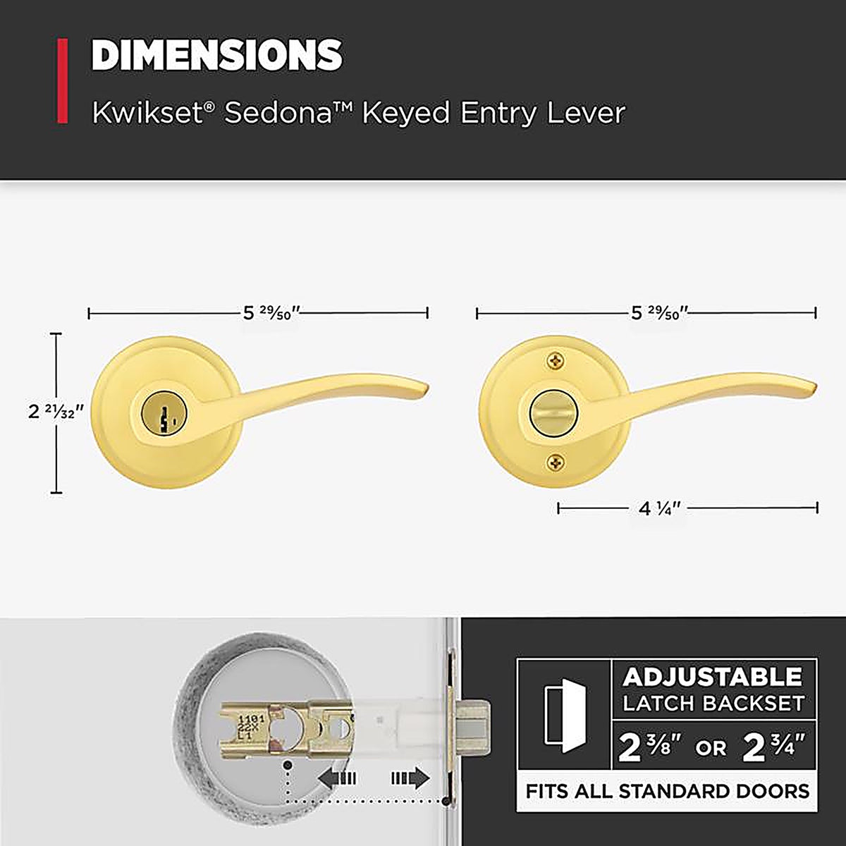 Kwikset - 97403-071 - Sedona Transitional Satin Brass Entry Lever Kw1 1-3/4 In.