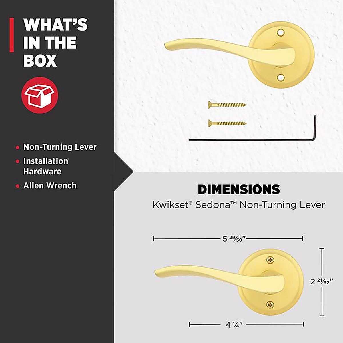Kwikset - 97881-028 - Sedona Transitional Satin Brass Half-Dummy Lever Left Handed