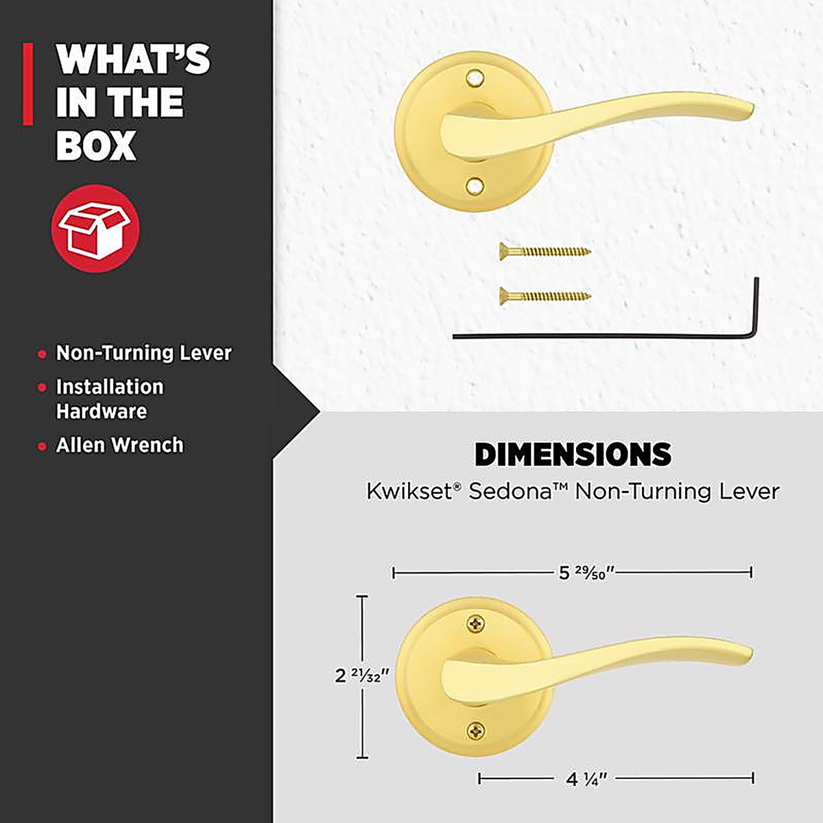 Kwikset - 97881-029 - Sedona Transitional Satin Brass Half-Dummy Lever Right Handed