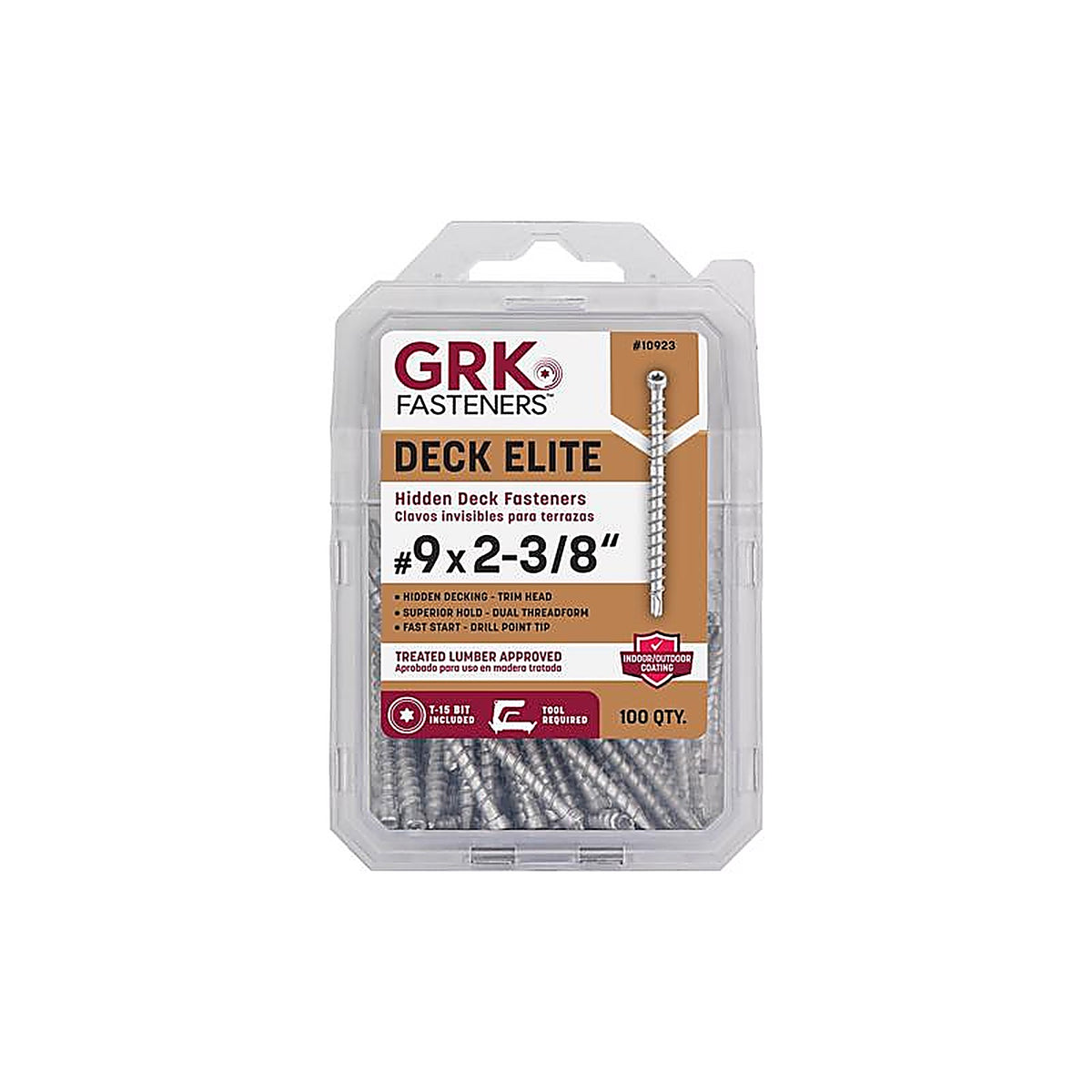 GRK Fasteners - 10923 - Deck Elite No. 9 In. X 2-3/8 In. L Silver Star Trim Head Deck Screws 100 Pack