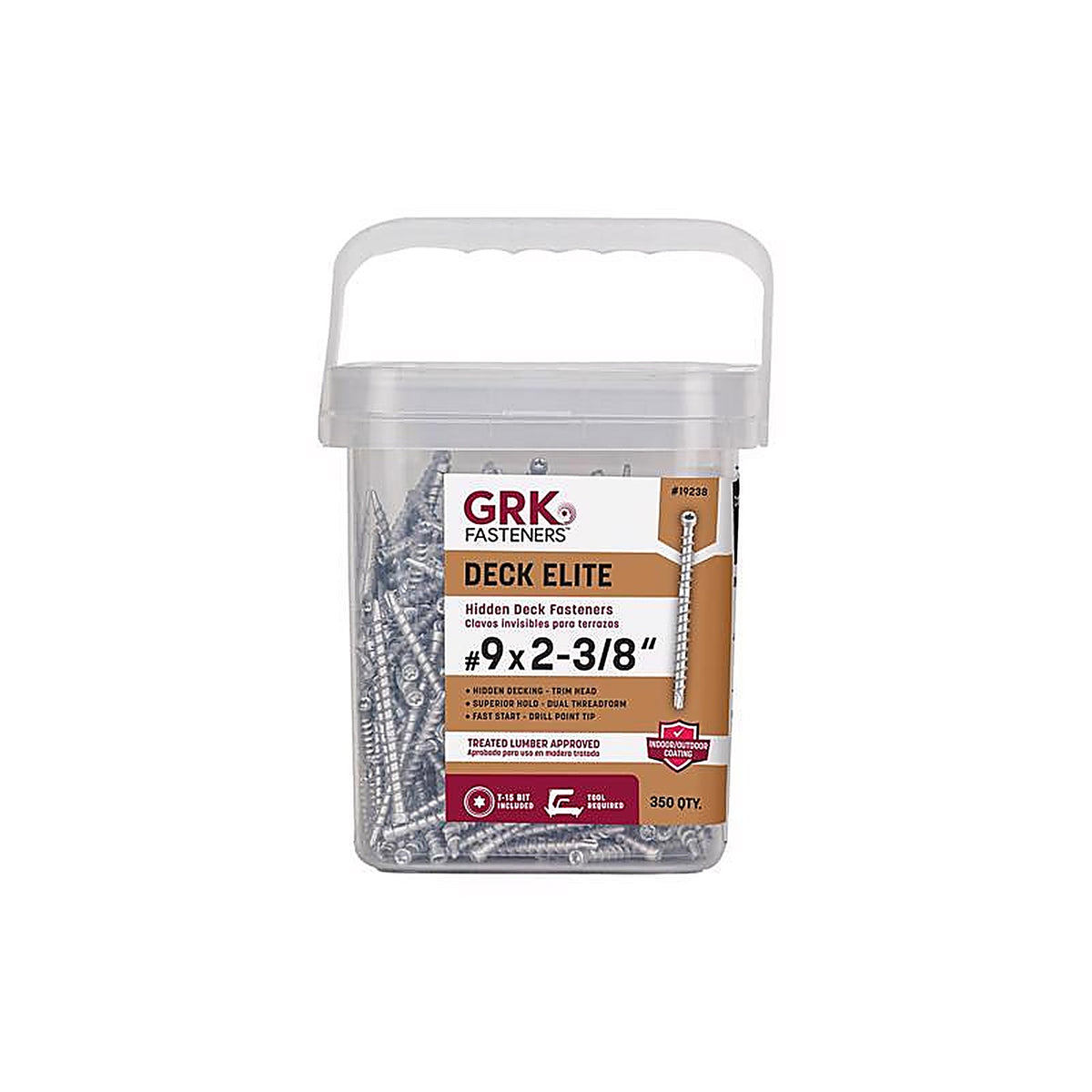 GRK Fasteners - 19238 - Deck Elite No. 9 In. X 2-3/8 In. L Silver Star Trim Head Deck Screws 350 Pack