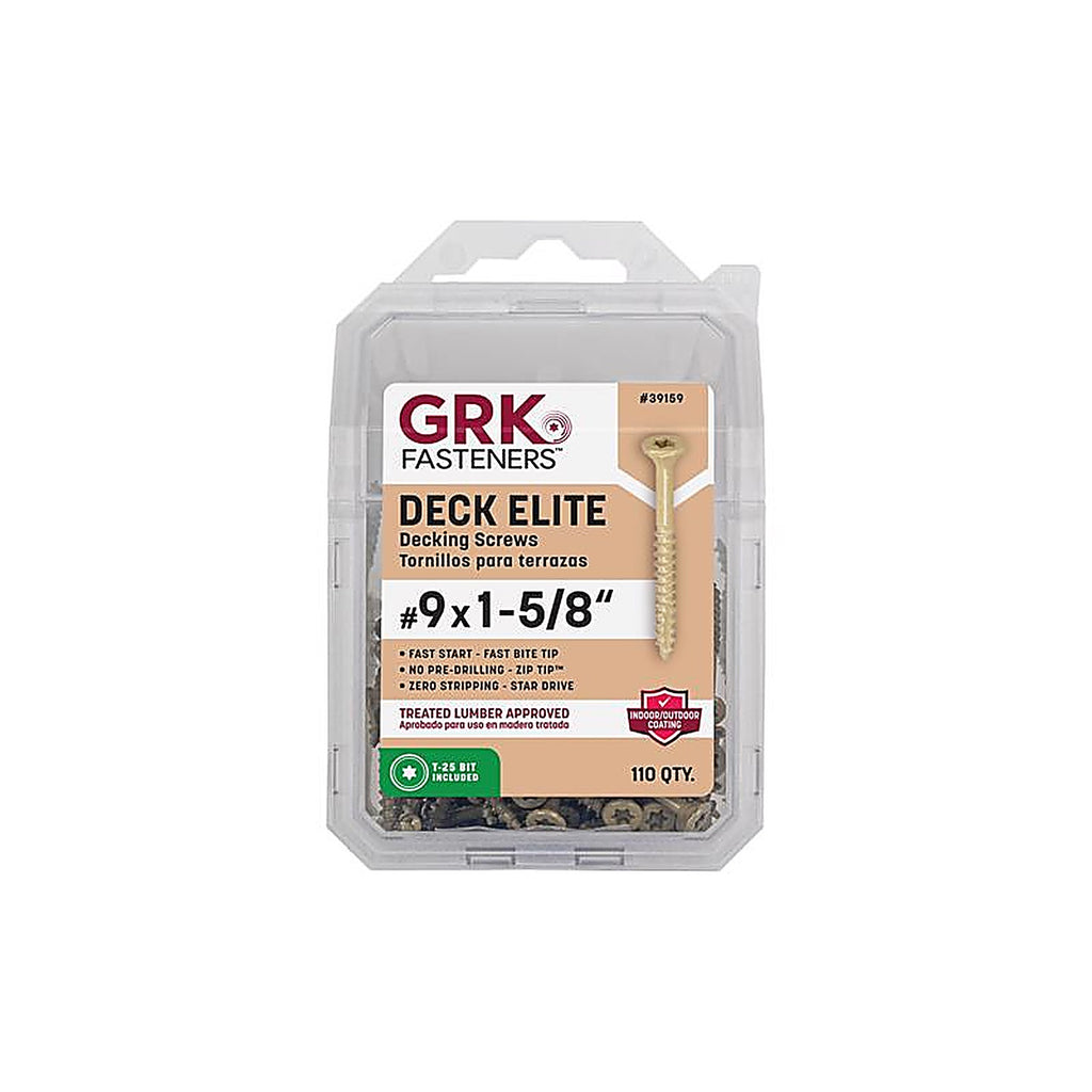 GRK Fasteners - 39159 - Deck Elite No. 9 In. X 1-5/8 In. L Gold Star Bugle Head Deck Screws 1 Pack