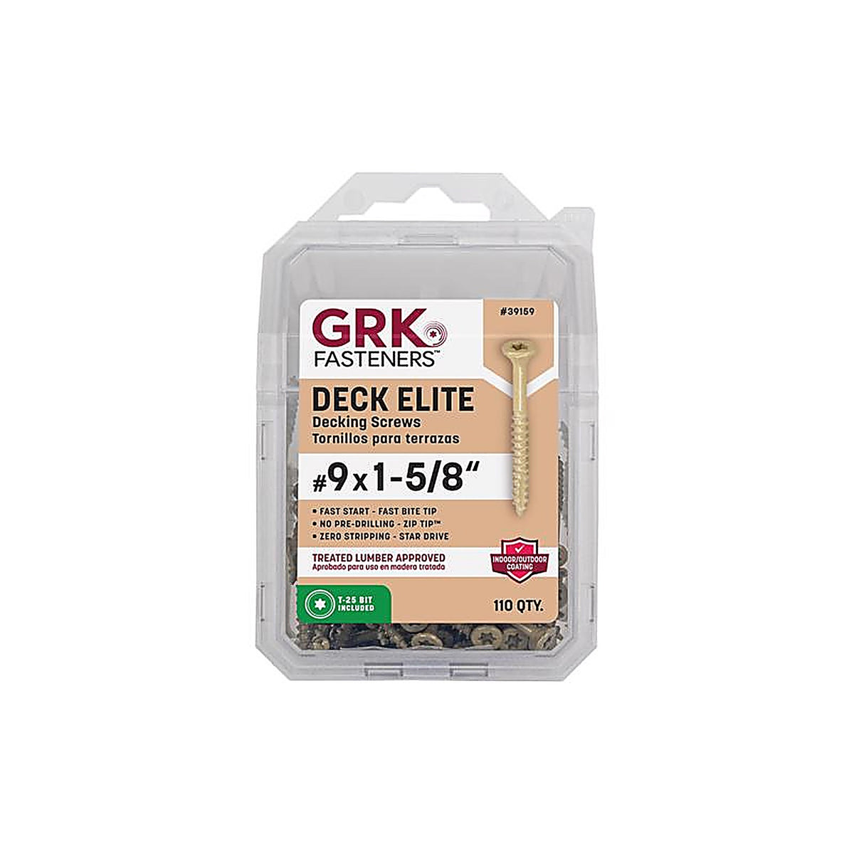 GRK Fasteners - 39159 - Deck Elite No. 9 In. X 1-5/8 In. L Gold Star Bugle Head Deck Screws 1 Pack