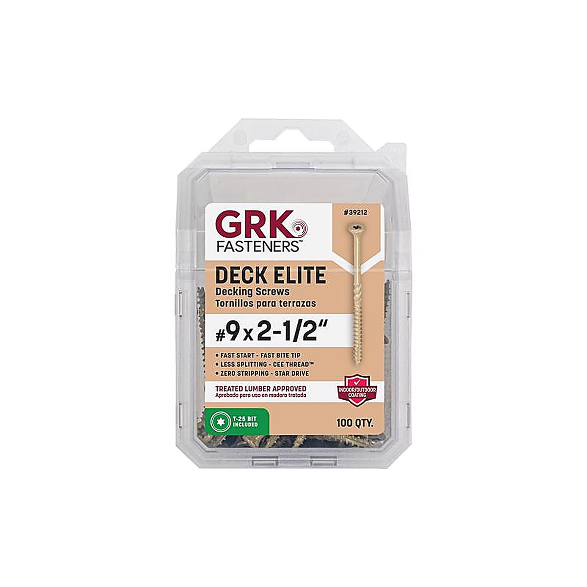 GRK Fasteners - 39212 - Deck Elite No. 9 In. X 2-1/2 In. L Gold Star Bugle Head Deck Screws 1 Pack