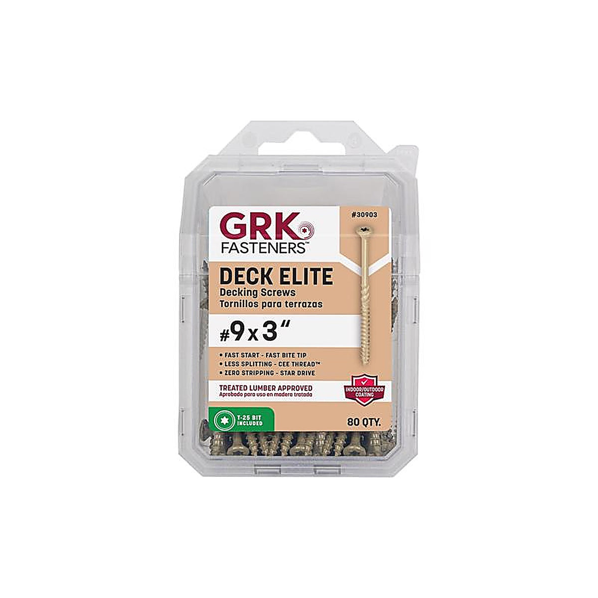 GRK Fasteners - 30903 - Deck Elite No. 9 In. X 3 In. L Gold Star Bugle Head Deck Screws 1 Pack