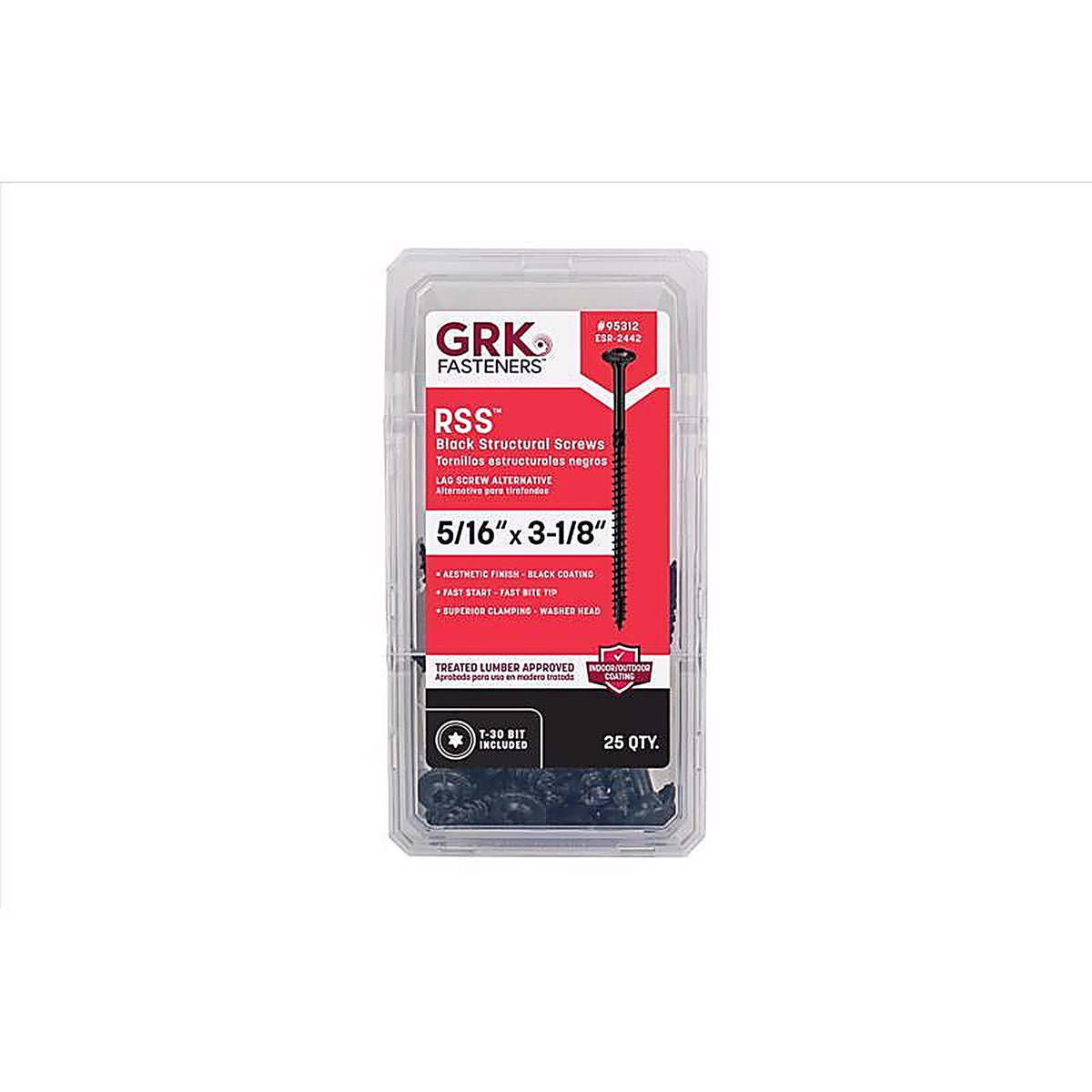 GRK Fasteners - 95312 - Rss 5/16 or No. 15 In. X 3-1/8 In. L Star Black W-Cut Structural Wood Screws 1 Pack