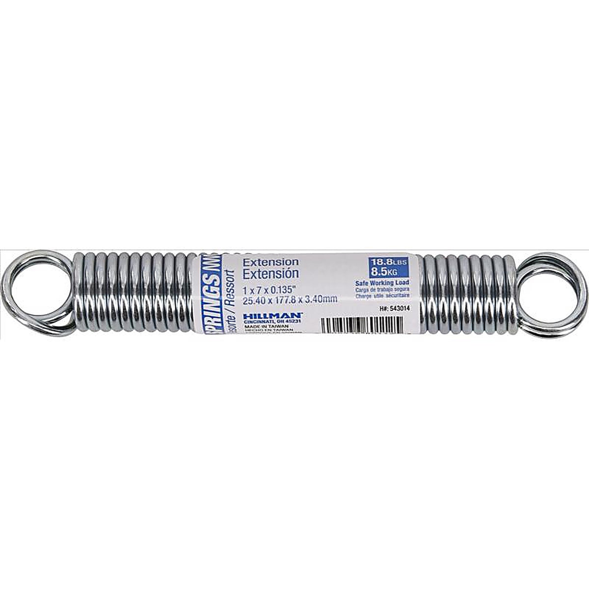 Hillman - 543014 - 7 In. L X 1 In. D Extension Spring 1 Pack