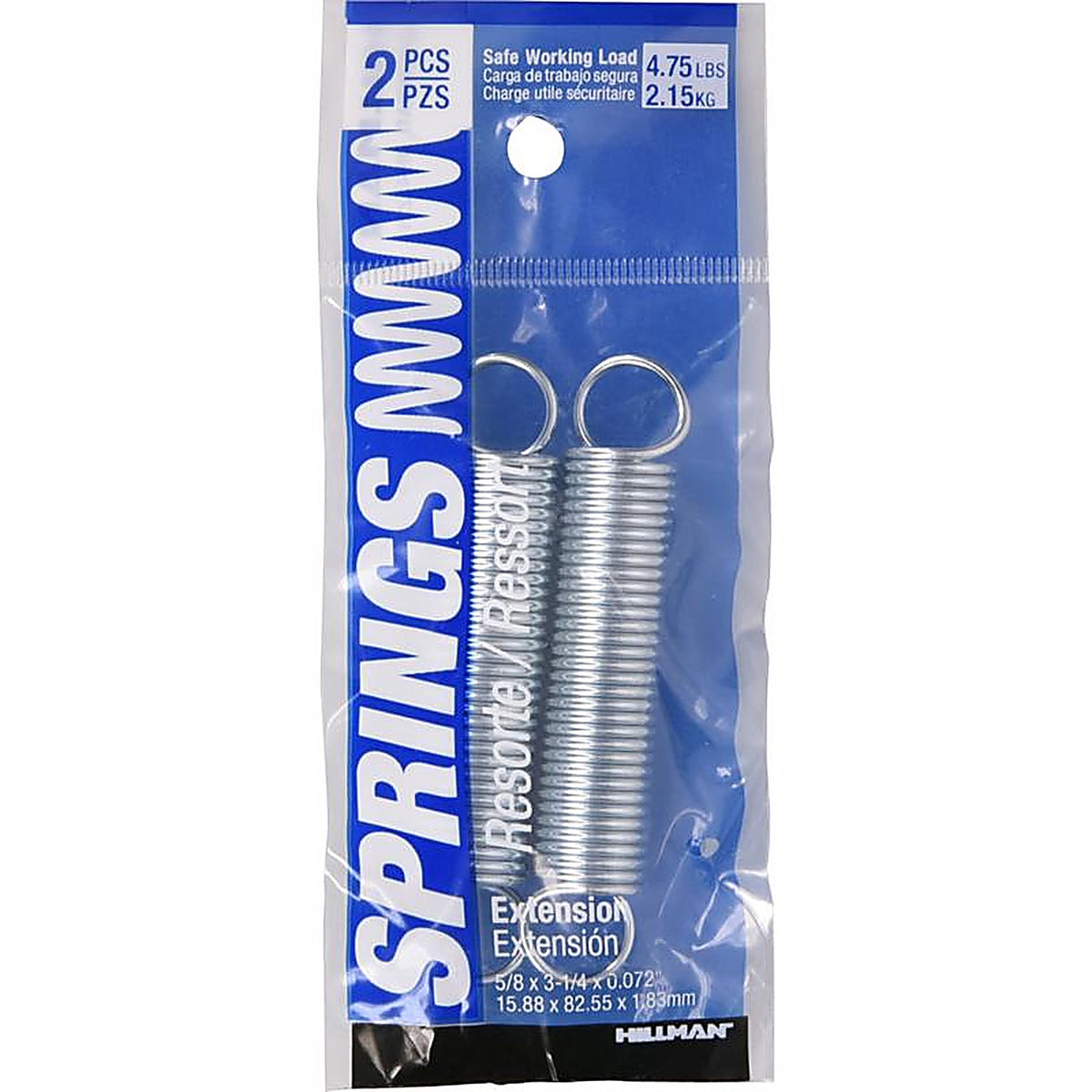 Hillman - 543008 - 3.25 In. L X 5/8 In. D Extension Spring 2 Pack