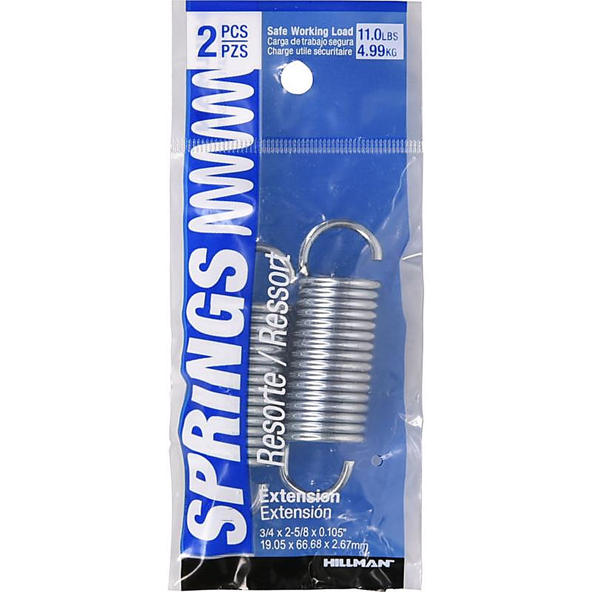 Hillman - 543033 - 2-5/8 In. L X 3/4 In. D Extension Spring 2 Pack
