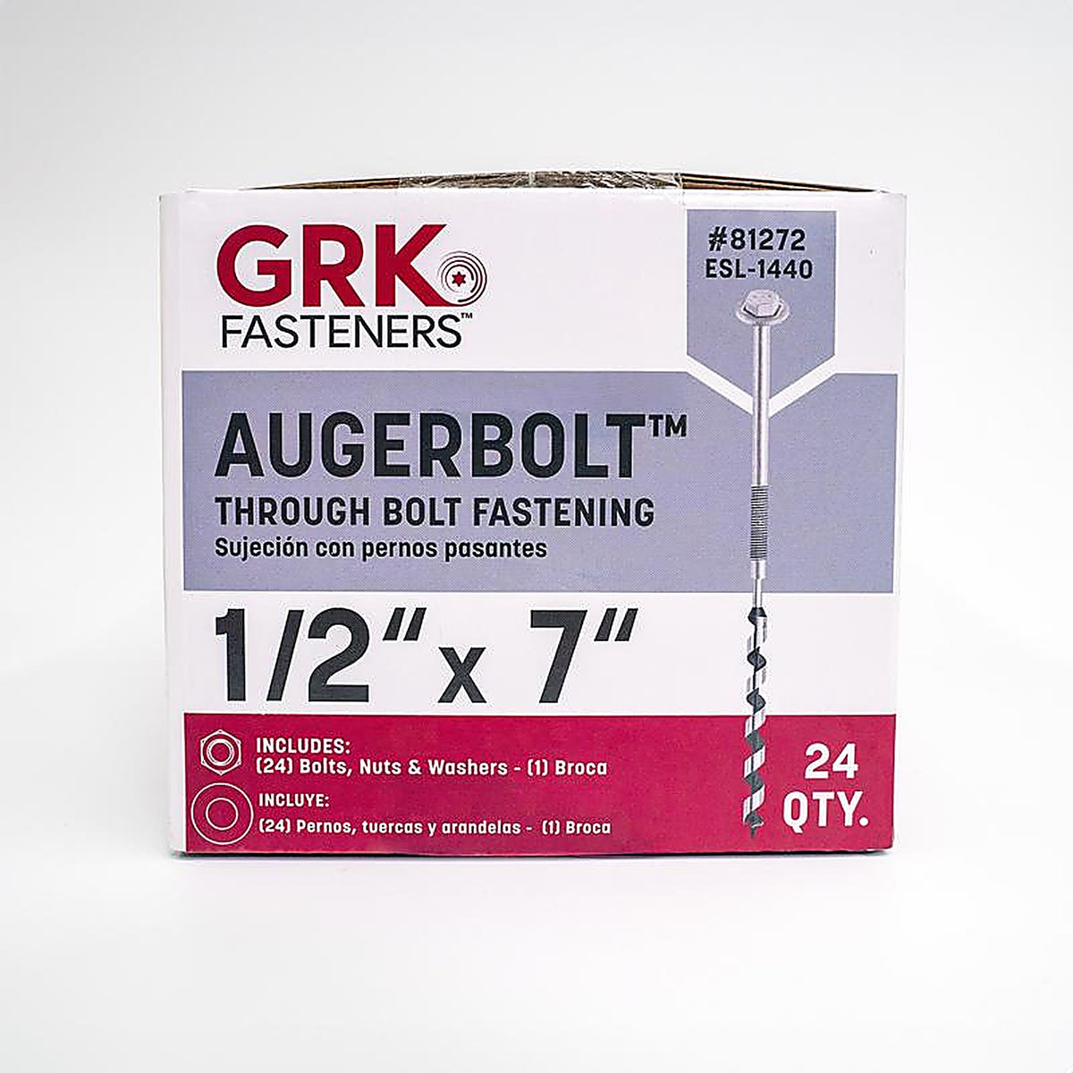 GRK Fasteners - 81272 - Augerbolt 1/2 In. D X 7 In. L Carbon Steel HEX Head Anchor Bolts 1 Pack