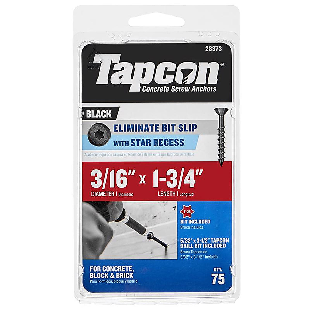 Tapcon - 28373 - 3/16 In. X 1-3/4 In. L Star Bugle Head High/Low Concrete Screws