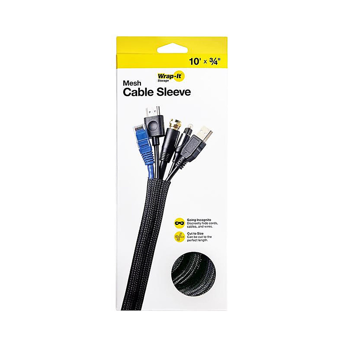 Wrap-It - 400-SM-10X75BL - 10 Ft. L Black Mesh Cable Sleeve
