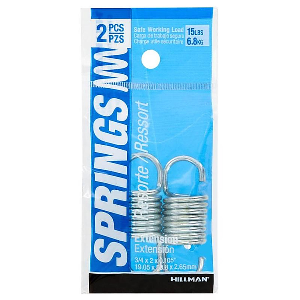 Hillman - 543006 - 2 In. L X 3/4 In. D Extension Spring 2 Pack