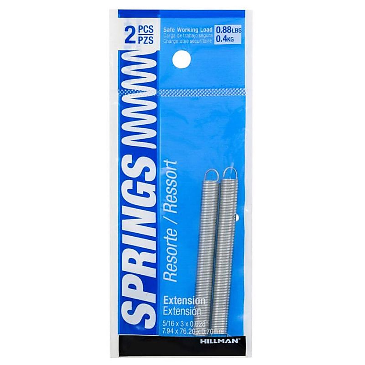 Hillman - 543003 - 3 In. L X 5/16 In. D Extension Spring 2 Pack