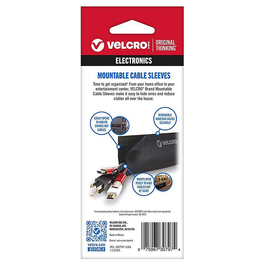 Velcro Brand - VEL-30797-USA - Micro Nylon Mountable Cable Sleeve 12 In. L 2 Pack