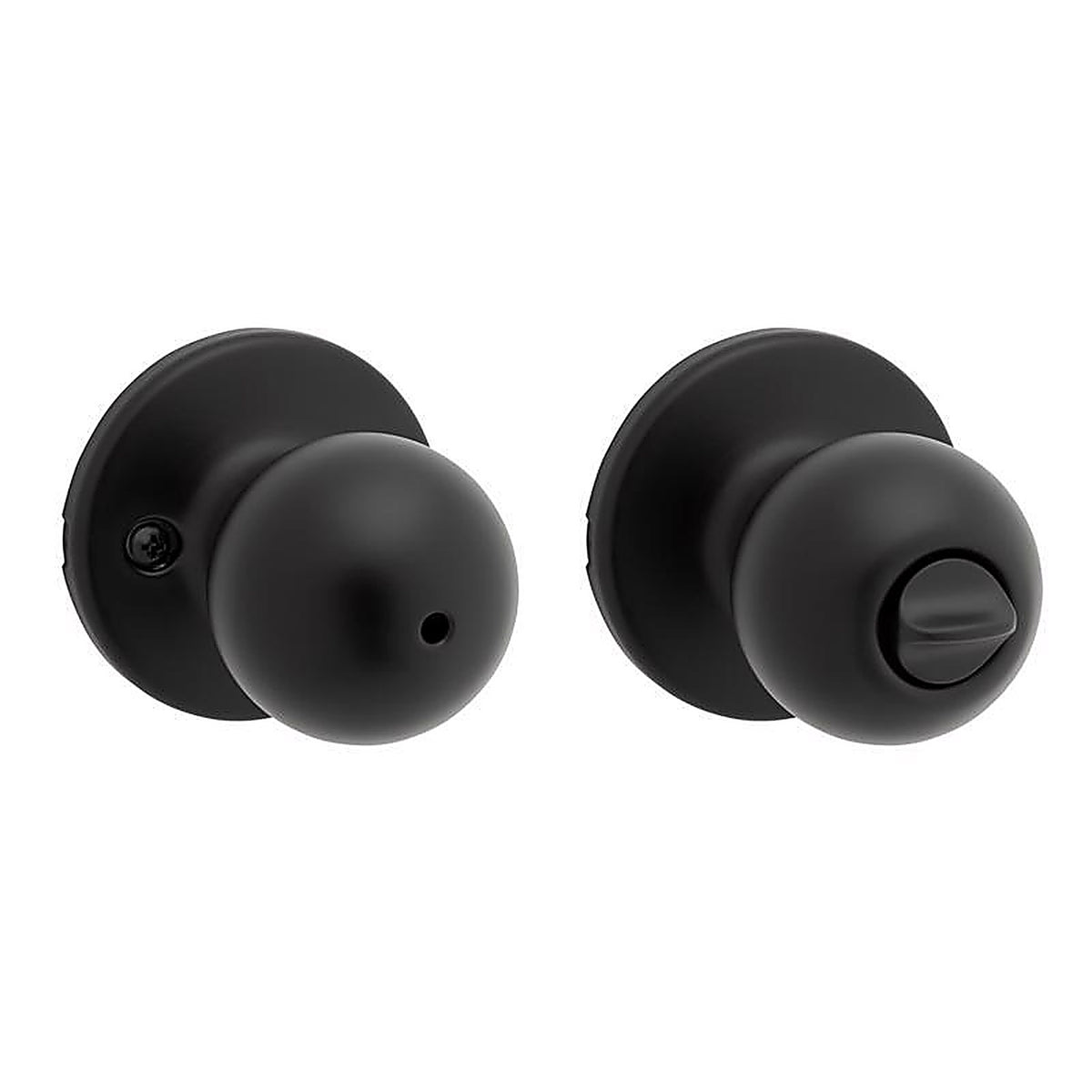 Kwikset - 93002-936 - Polo Matte Black Privacy Knob Right or Left Handed