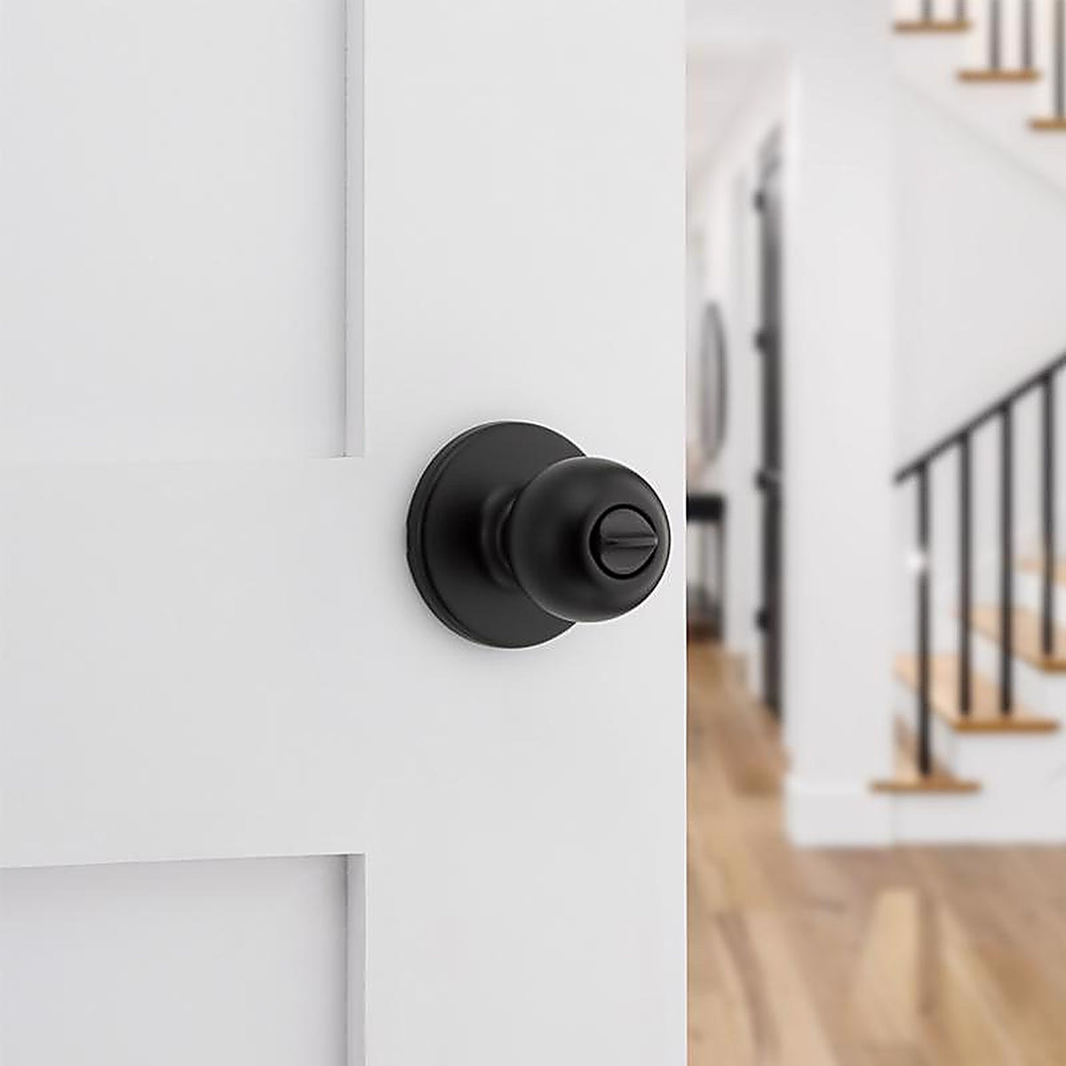 Kwikset - 93002-936 - Polo Matte Black Privacy Knob Right or Left Handed